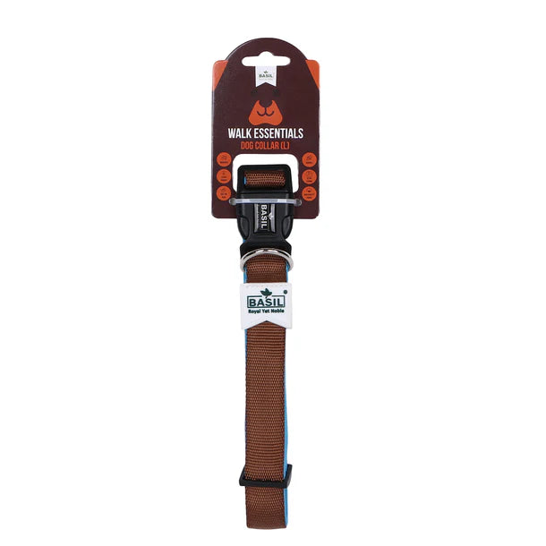 Basil Padded Adjustable Collar for Puppy / Dogs - Brown