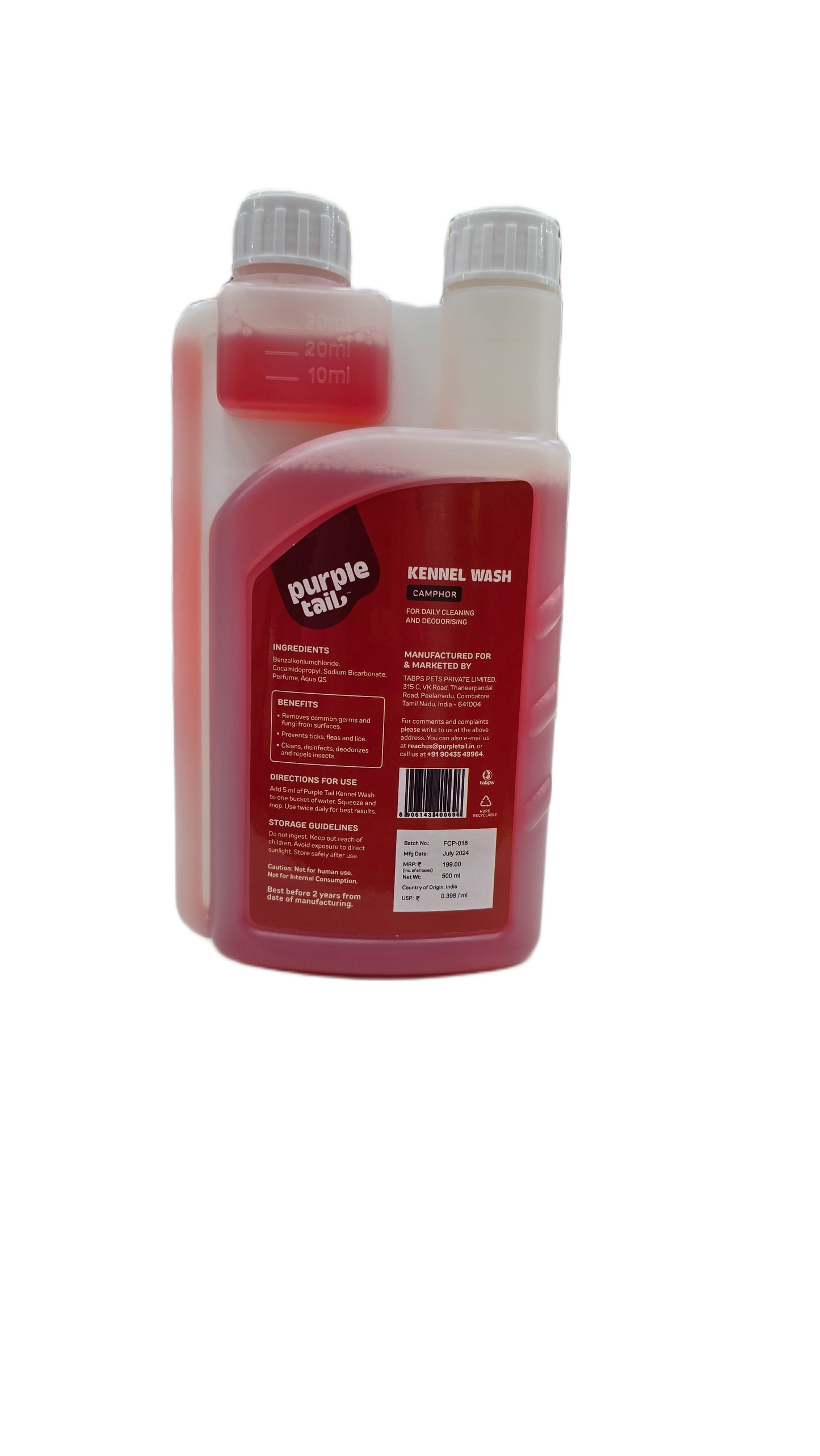 Purple Tail Kennel Wash Hygiene Floor Cleaner for Pets Home (Dogs & Cats) - Camphor