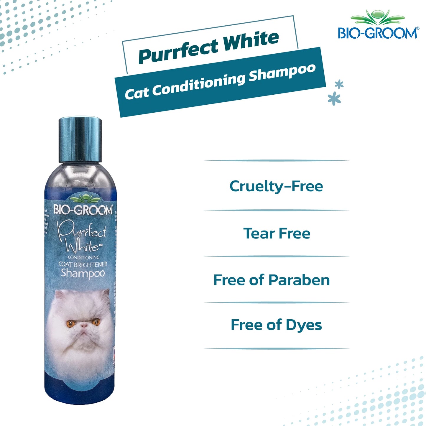 Bio-Groom Purrfect White Coat Brightener Cat Shampoo (236 ML)