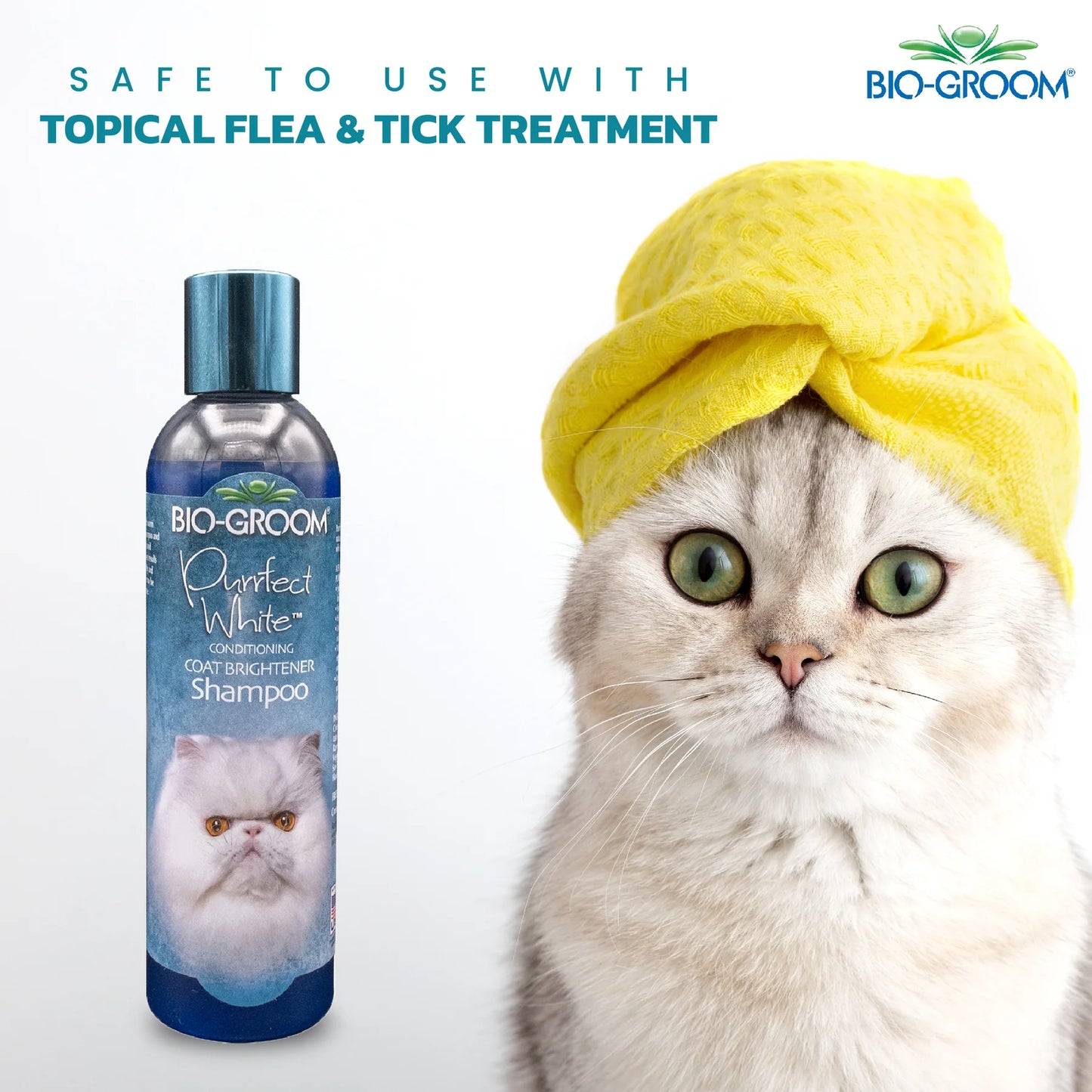 Bio-Groom Purrfect White Coat Brightener Cat Shampoo (236 ML)