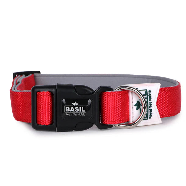 Basil Padded Adjustable Collar for Puppy / Dogs - Red