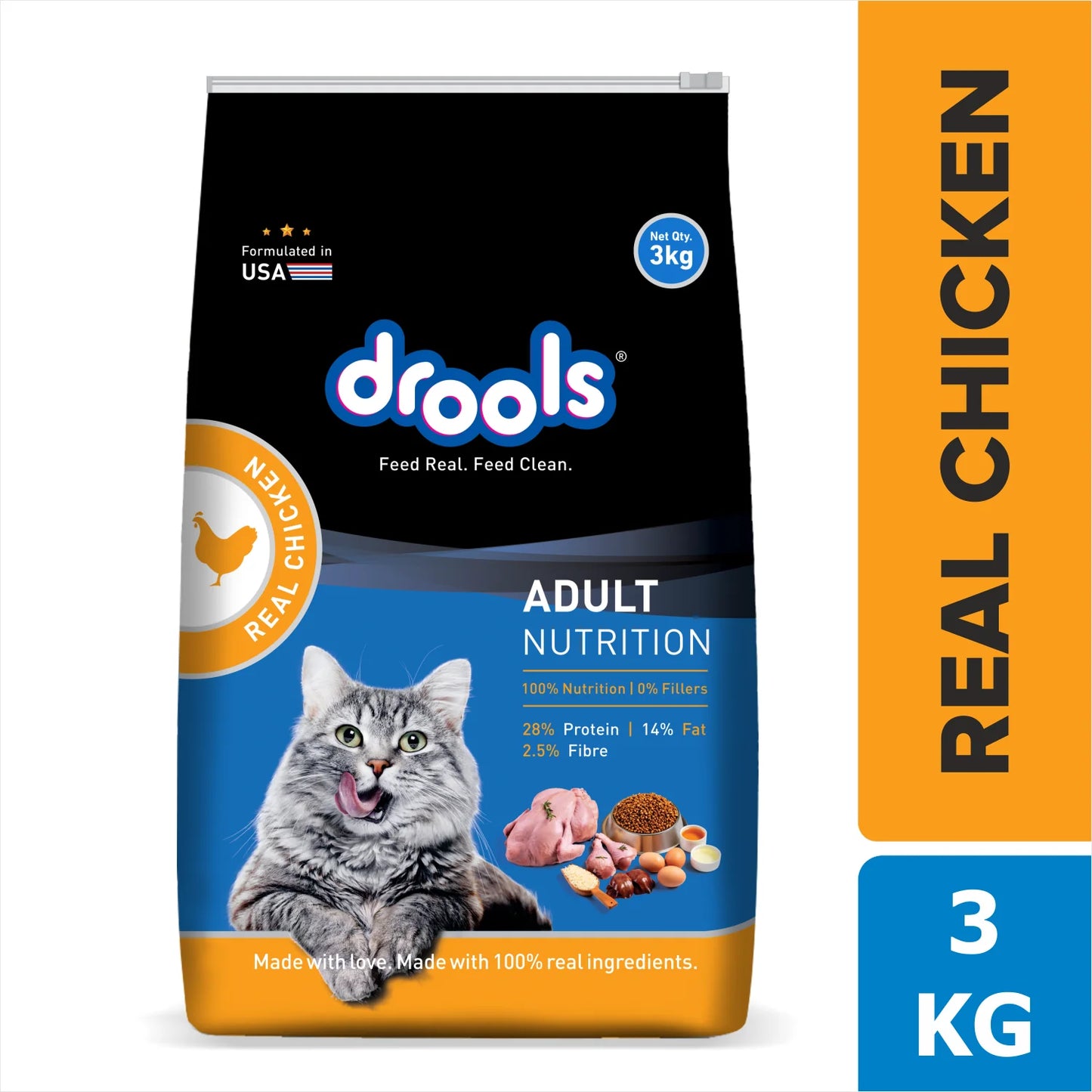 Drools Dry Food for Adult Cats - Real Chicken
