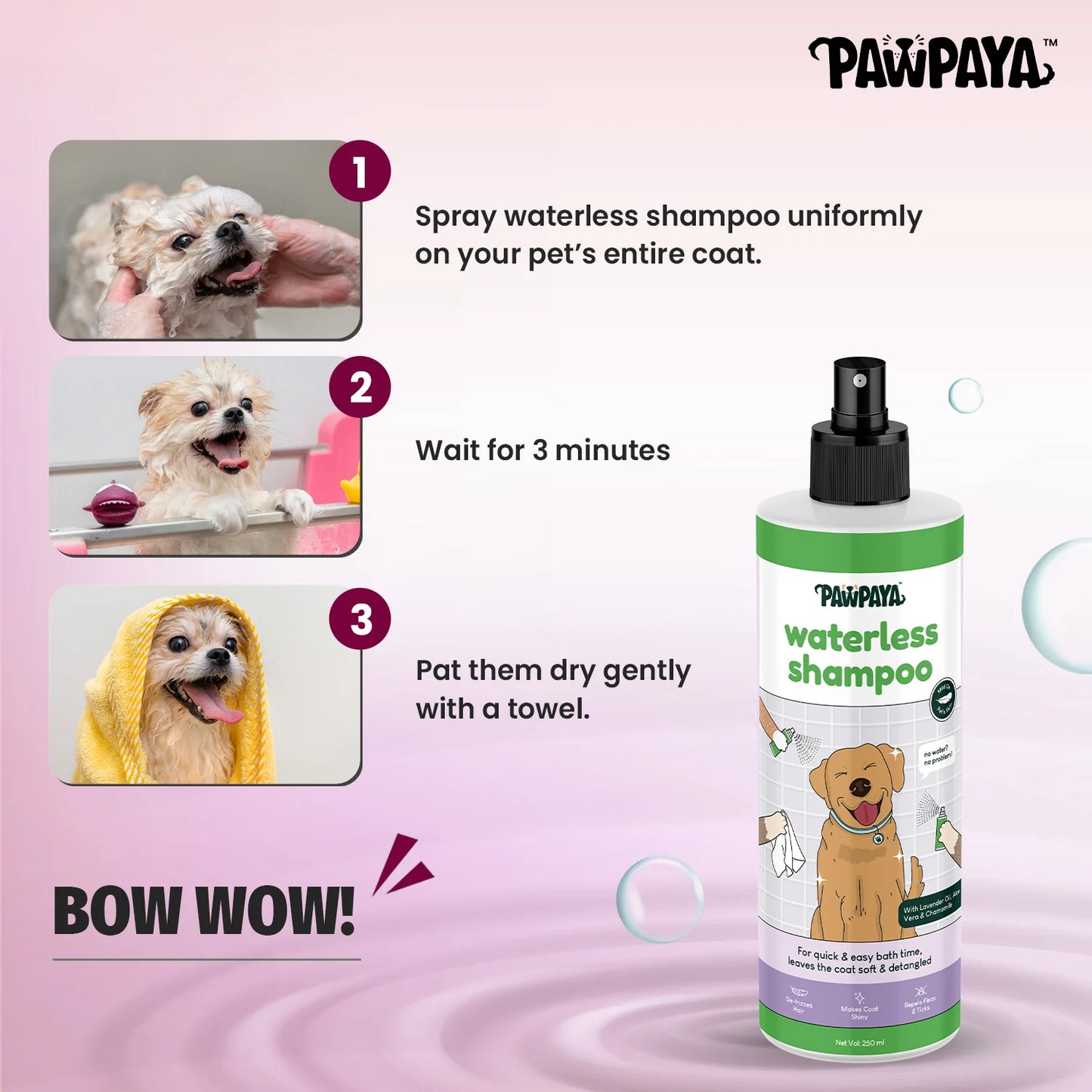 Pawpaya Waterless Dry Shampoo for Dogs 250 ml
