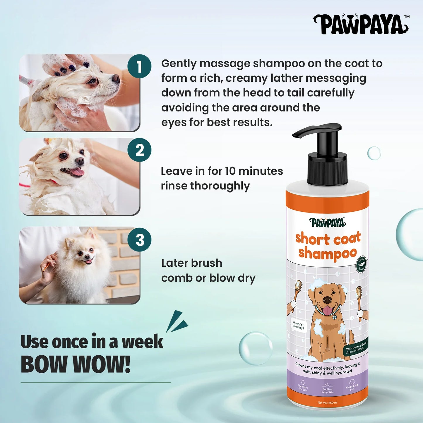 Pawpaya Short Coat Shampoo for Dogs 250 ml