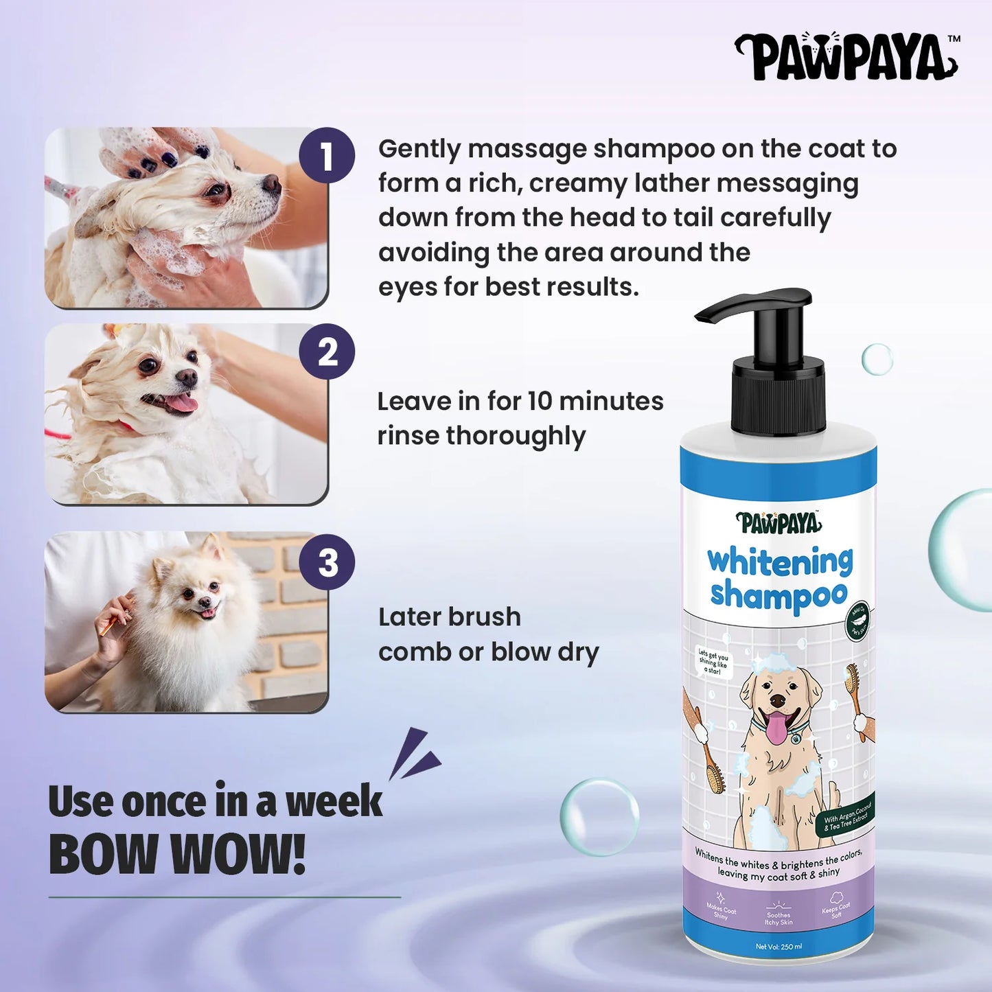 Pawpaya Whitening Shampoo for Dogs 250 ml