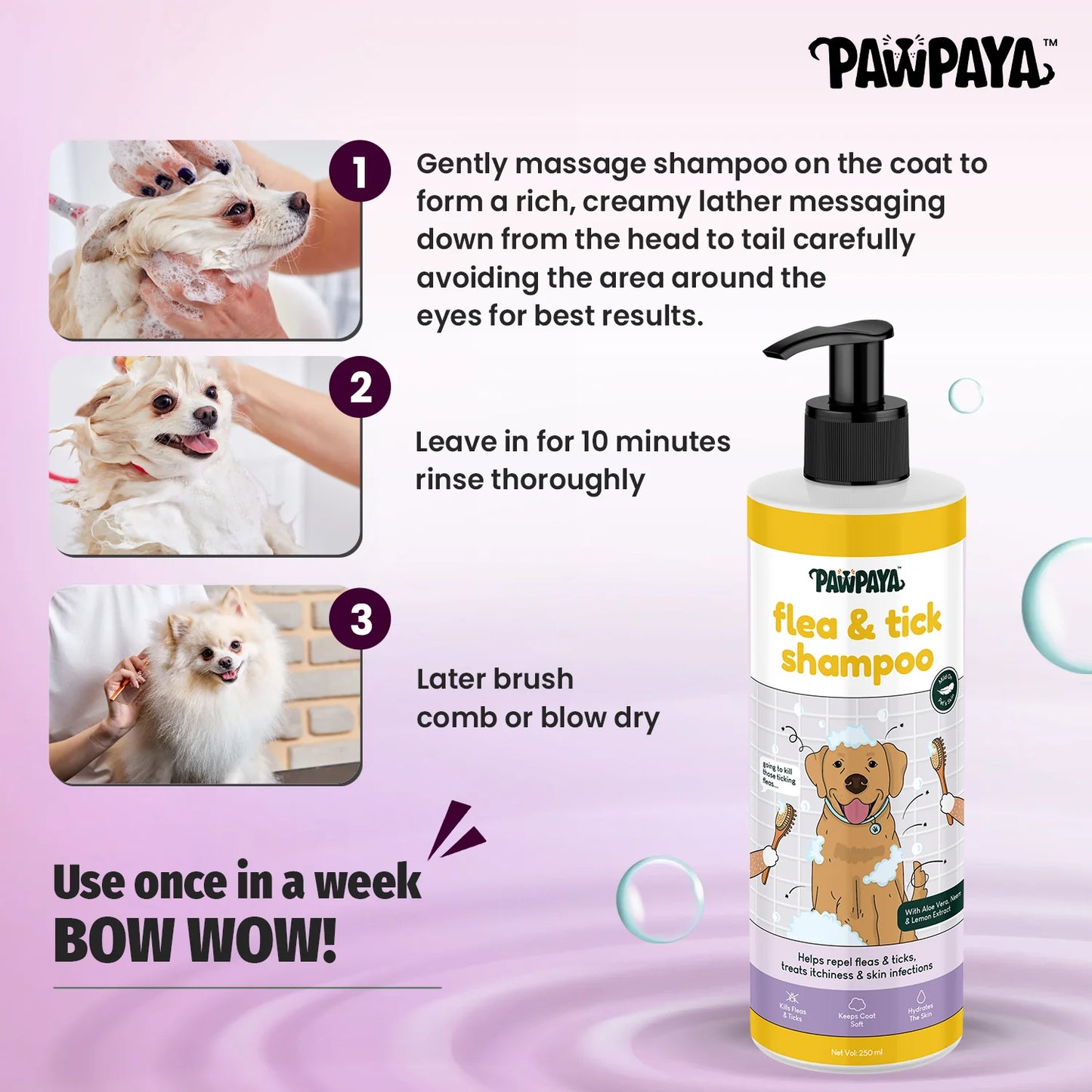 Pawpaya Flea & Tick Shampoo for Dogs 250 ml