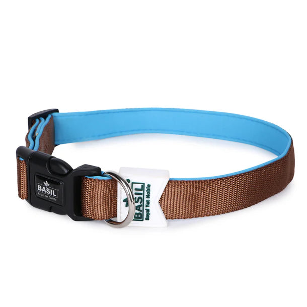 Basil Padded Adjustable Collar for Puppy / Dogs - Brown