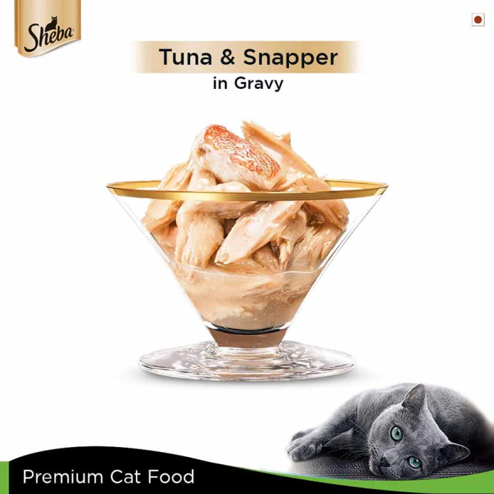 Sheba Premium Wet Food Gravy Tin For Cats - Tuna & Snapper In Gravy