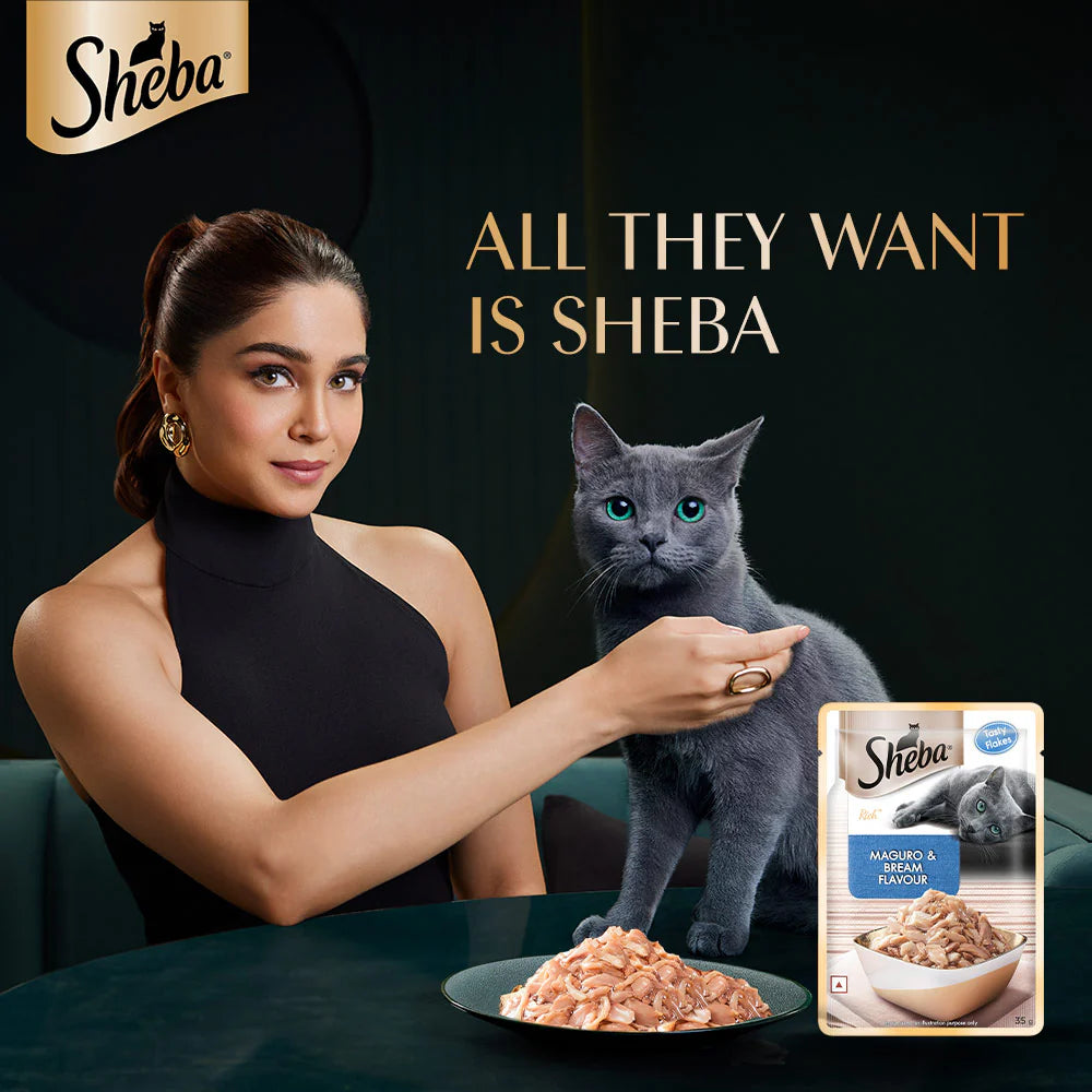 Sheba Premium Wet Food Gravy Pouch For Cats - Maguro & Bream Flavour