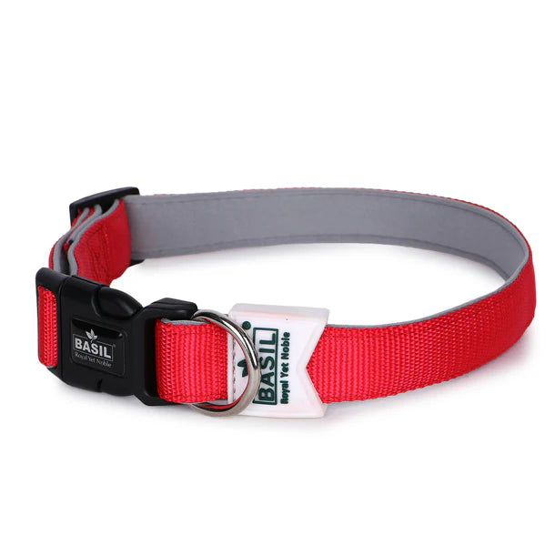 Basil Padded Adjustable Collar for Puppy / Dogs - Red
