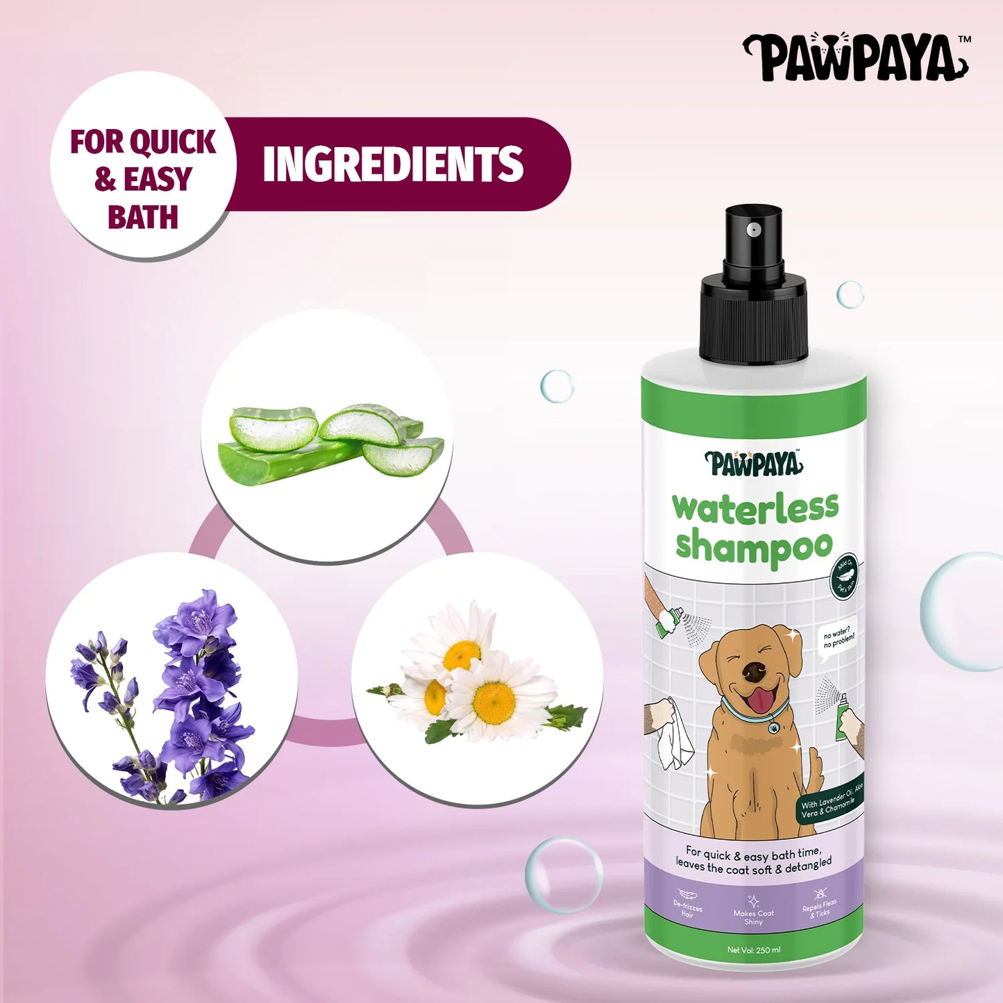 Pawpaya Waterless Dry Shampoo for Dogs 250 ml