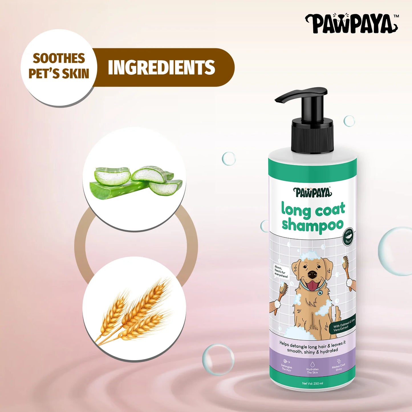 Pawpaya Long Coat Shampoo for Dogs 250 ml