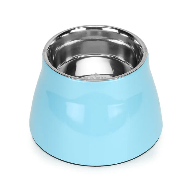 Basil Elevated Melamine and Stainless Steel Pet Feeding Bowls for Dogs & Cats, 500ml (Blue)