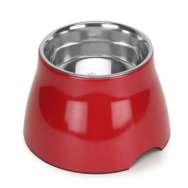 Basil Elevated Melamine and Stainless Steel Pet Feeding Bowls for Dogs & Cats, 500ml (Red)