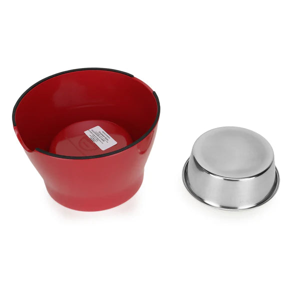 Basil Elevated Melamine and Stainless Steel Pet Feeding Bowls for Dogs & Cats, 500ml (Red)
