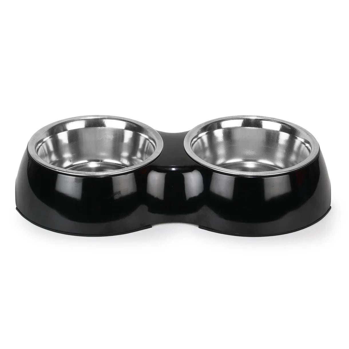 Basil Double Bowl Feeding Set for Dogs / Puppies & Cats (Black)