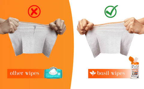 Basil Germisafe Pet Wipes for Dogs, 50 Wipes with Added Neem, Lemon and Lavender Oil for Dogs & Cats