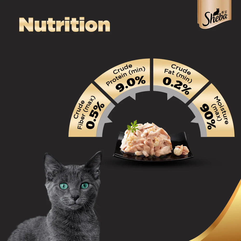 Sheba Premium Wet Food Gravy Tin For Cats - Tuna And prawn In Gravy