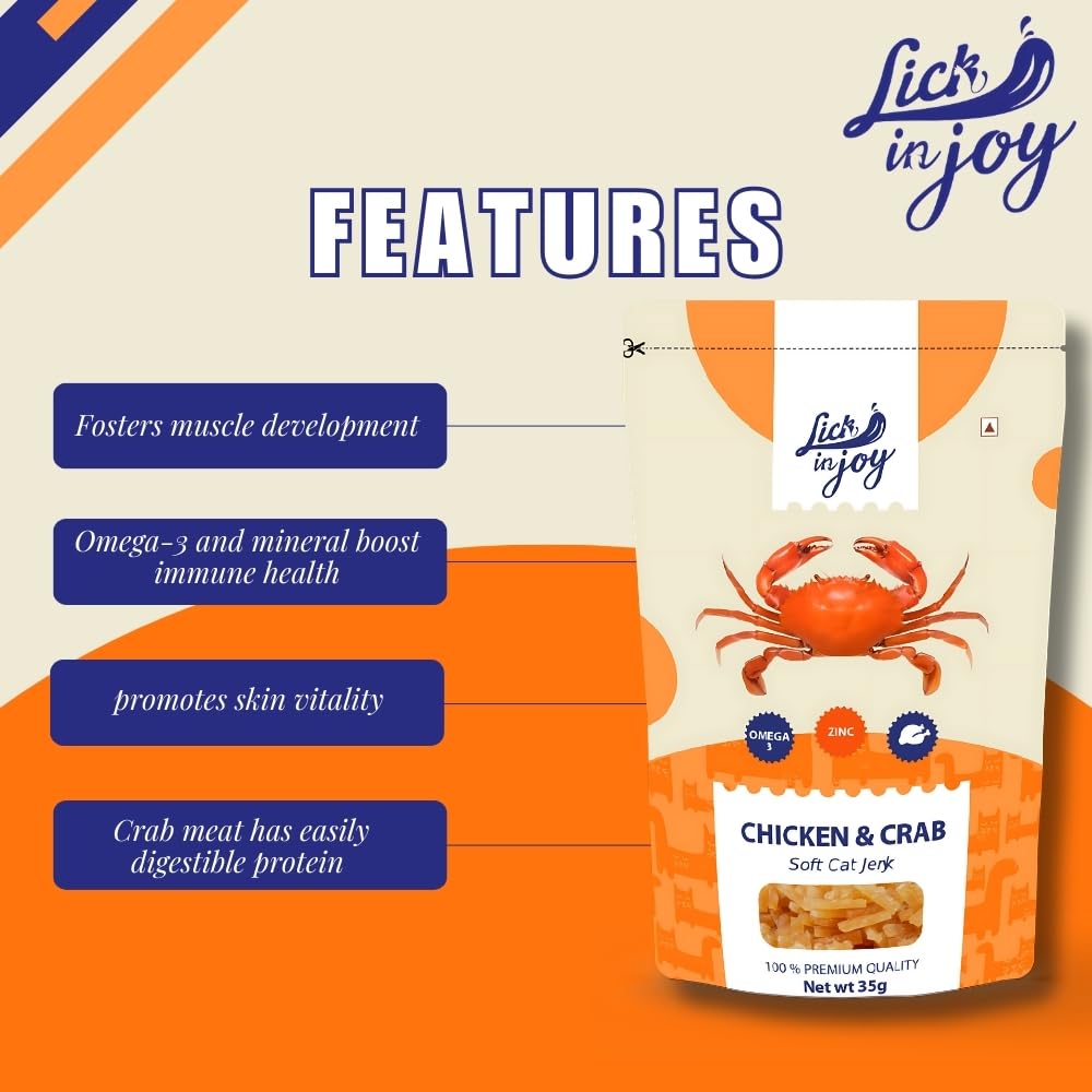 Lick in Joy Dry Treat for Cat 35 gm - Chicken & Crab