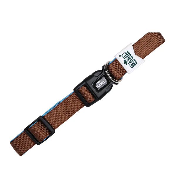 Basil Padded Adjustable Collar for Puppy / Dogs - Brown