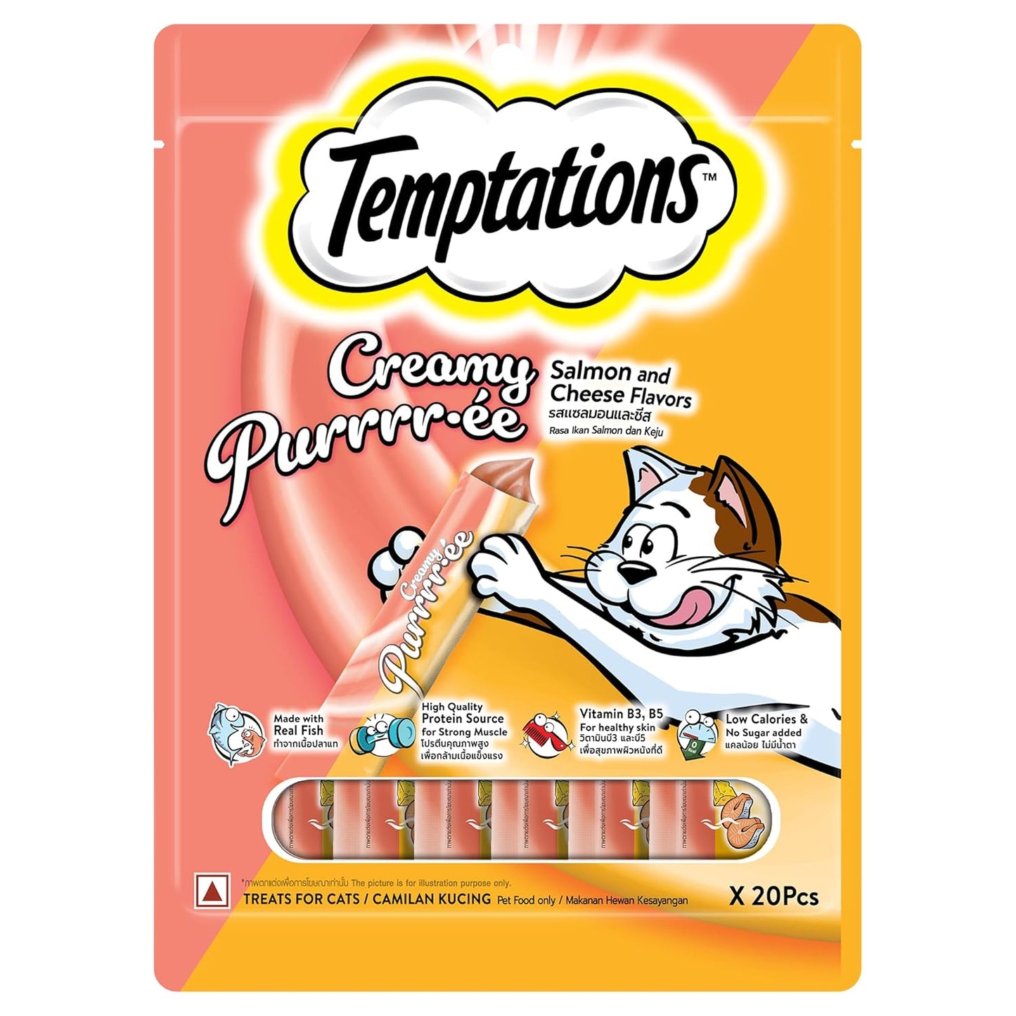 Temptations Creamy Treats for Cats (20's) - Salmon & Cheese Flavour