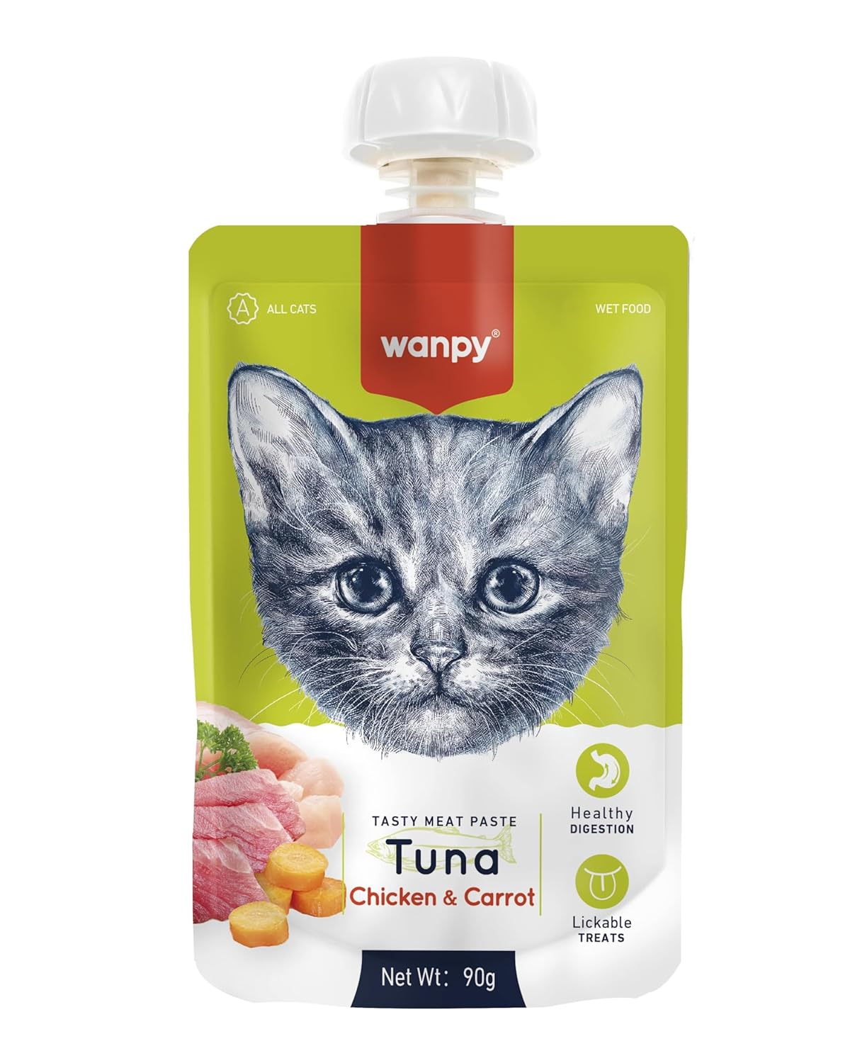 Wanpy Creamy Treat Pouch for Cats - Tuna Chicken & Carrot