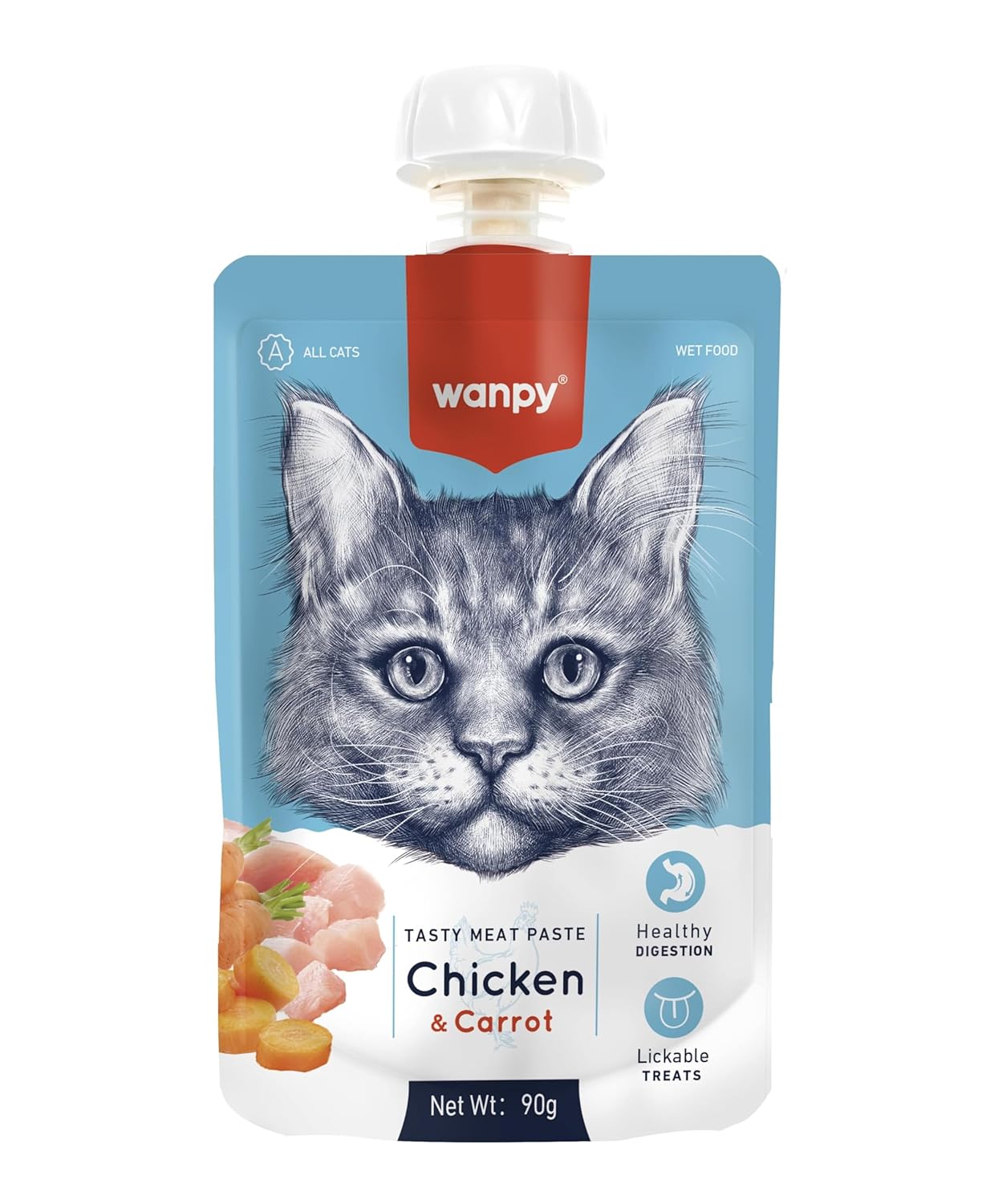 Wanpy Creamy Treat Pouch for Cats - Chicken & Carrot