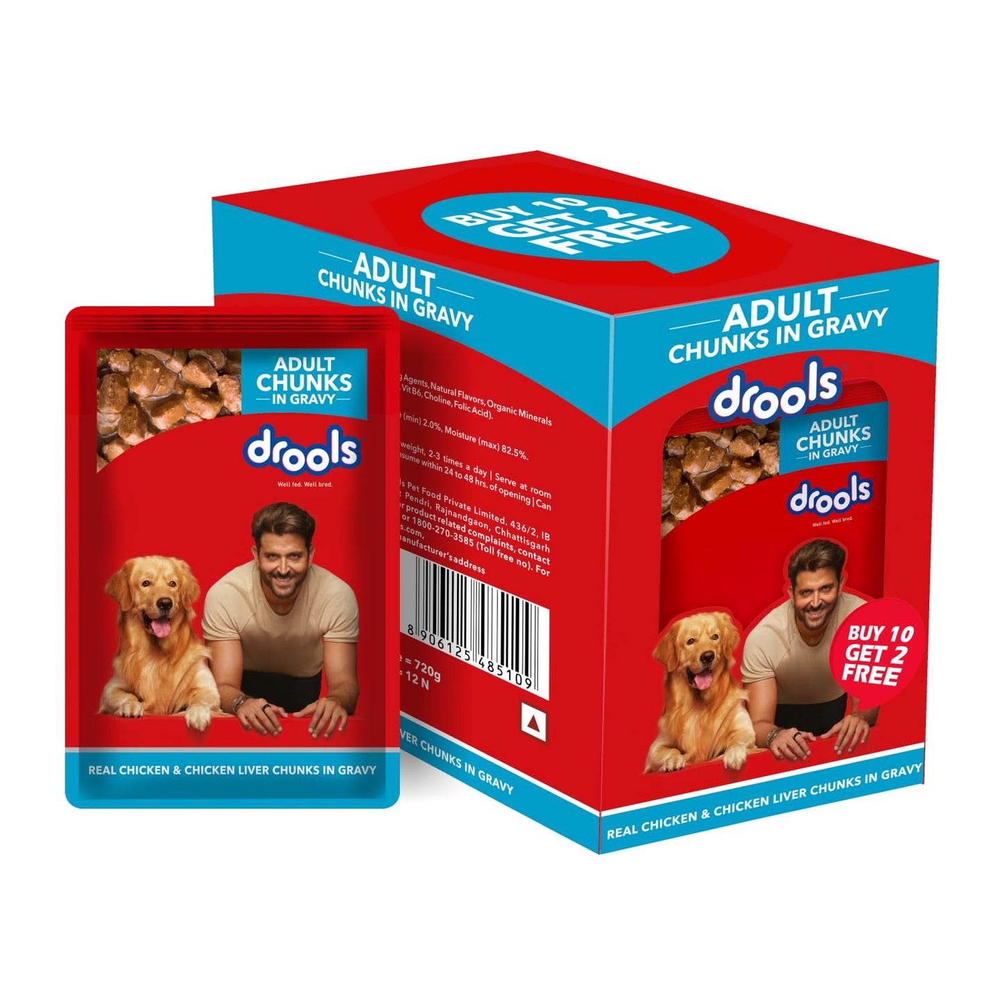 Drools Wet Food Gravy for Adult Dogs 60 gm - Buy 10 Get 2 Free
