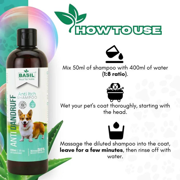 Basil Anti Itch Shampoo For Dogs - Anti Dandruff