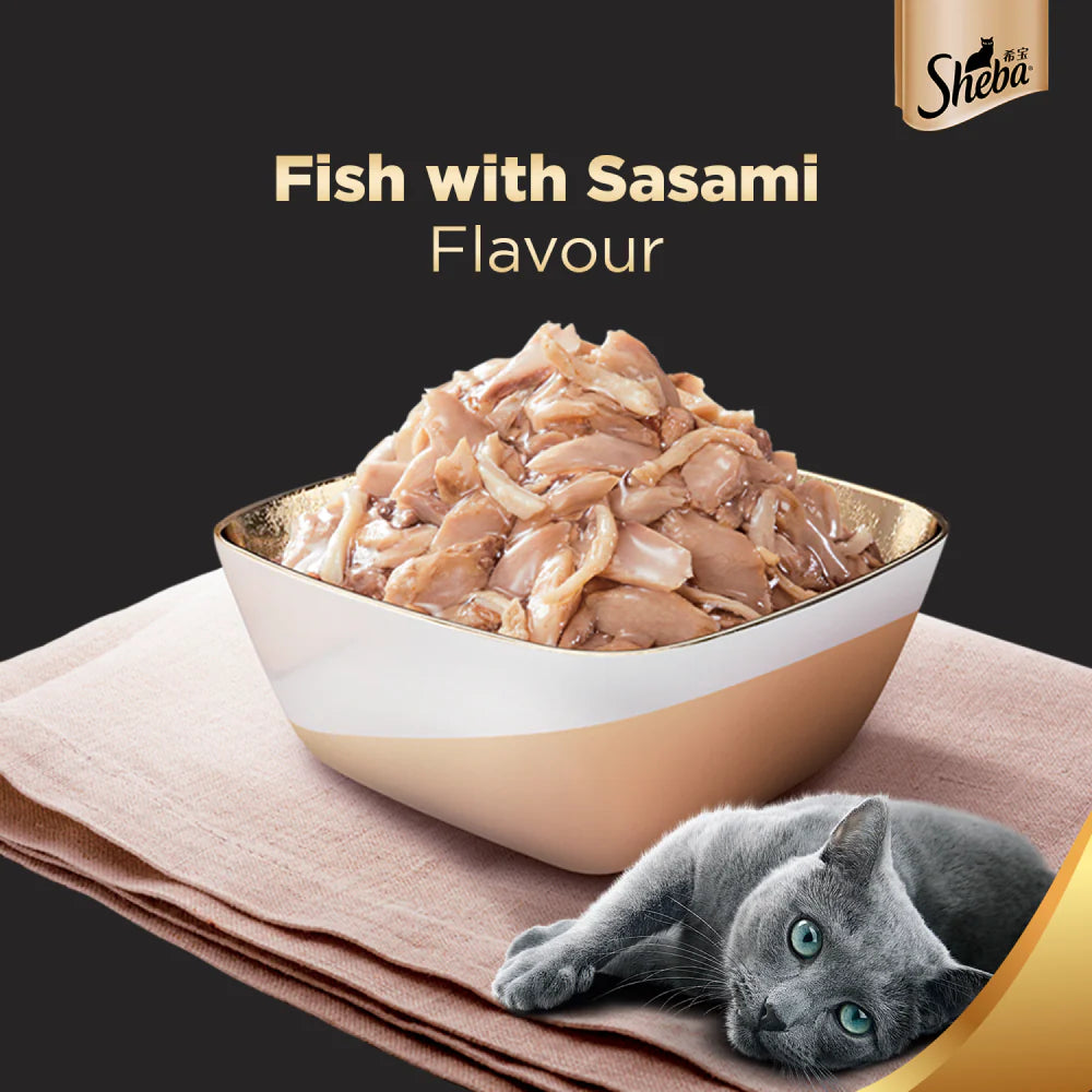 Sheba Premium Wet Food Gravy Pouch For Cats - Fish With Sasami Flavour