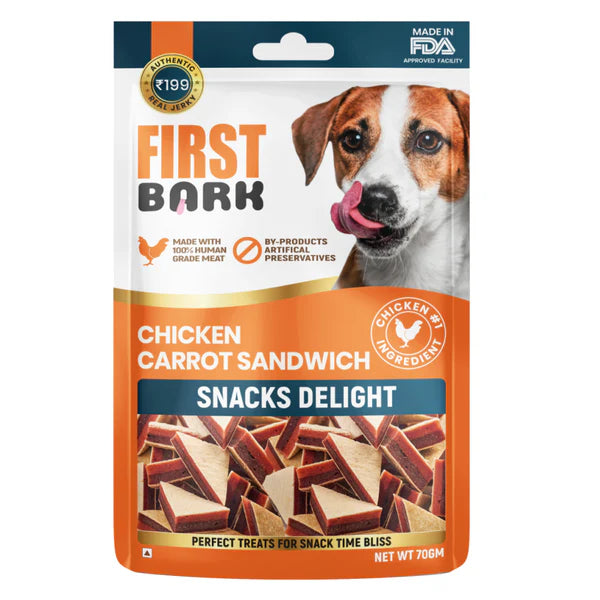 First Bark Dog Treats 70 gm - Chicken Carrot Sandwich
