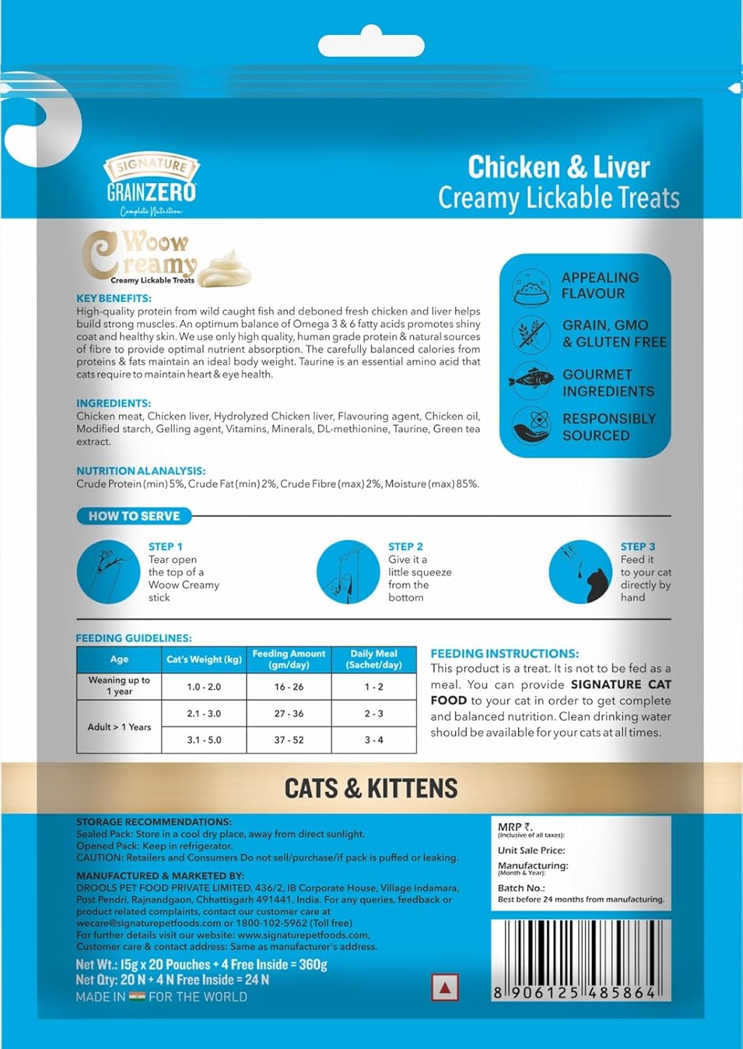 Grain Zero Creamy Treats for Cats (24's) - Chicken & Liver