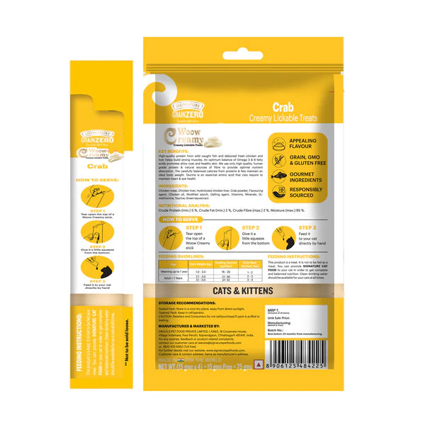 Grain Zero Creamy Treats for Cats (5's) - Crab