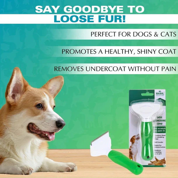 Basil Pet De-Shedding Comb for Dogs & Cats