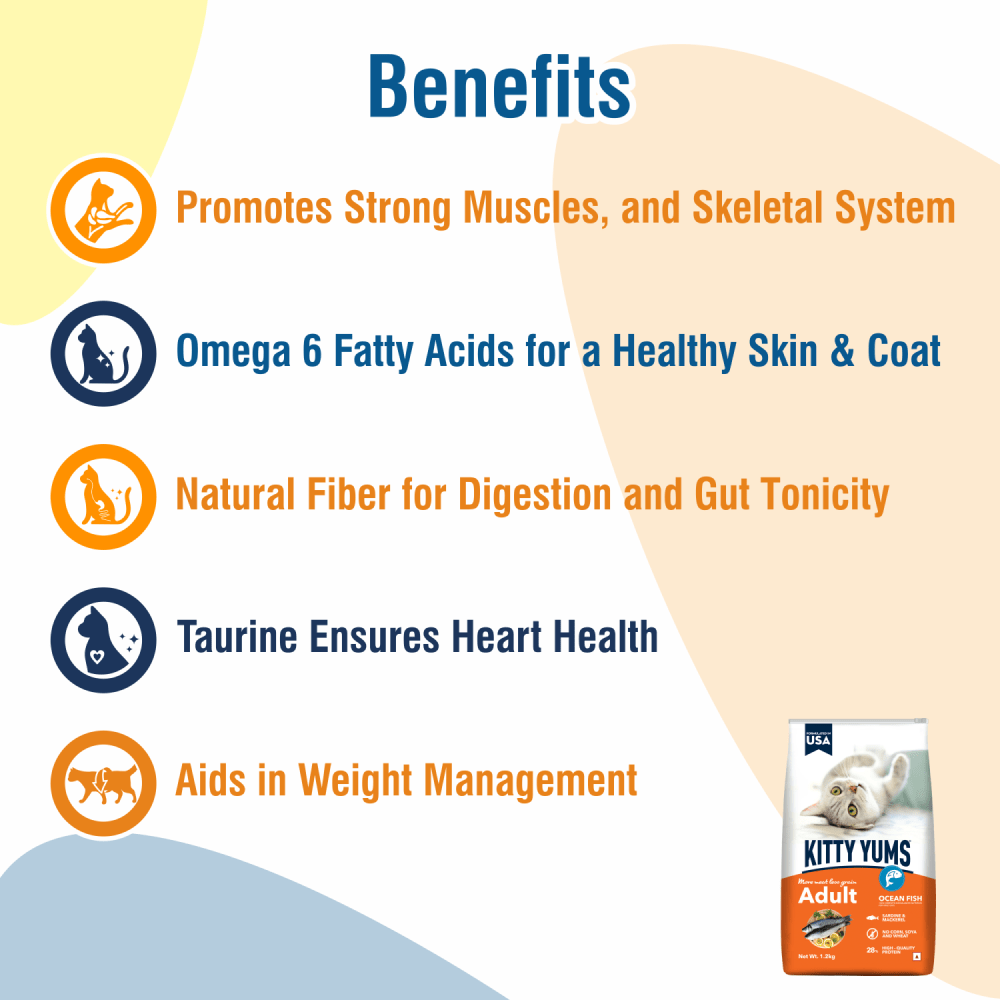 Kitty Yums Dry Food for Adult Cats All Breeds - Ocean Fish