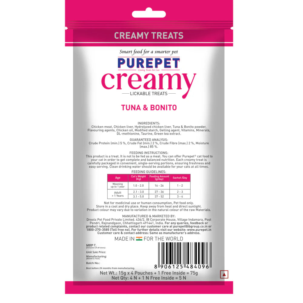 Purepet Creamy Treats for Cats - Tuna & Bonito