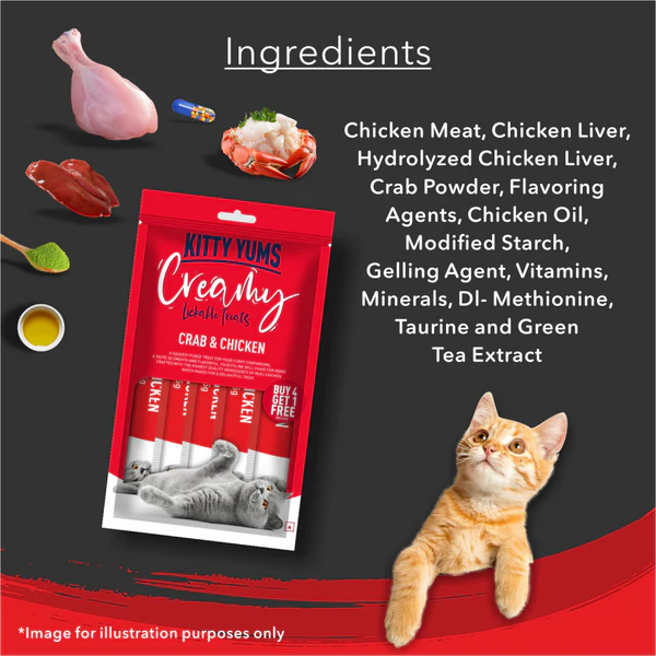 Kitty Yums Creamy Treats for Cats - Crab & Chicken