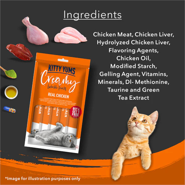 Kitty Yums Creamy Treats for Cats - Real Chicken