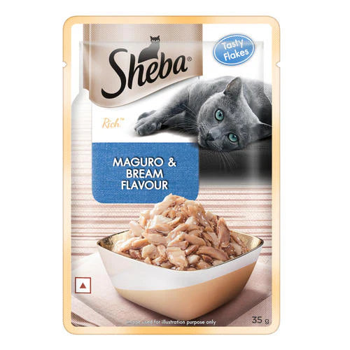 Sheba Premium Wet Food Gravy Pouch For Cats - Maguro & Bream Flavour