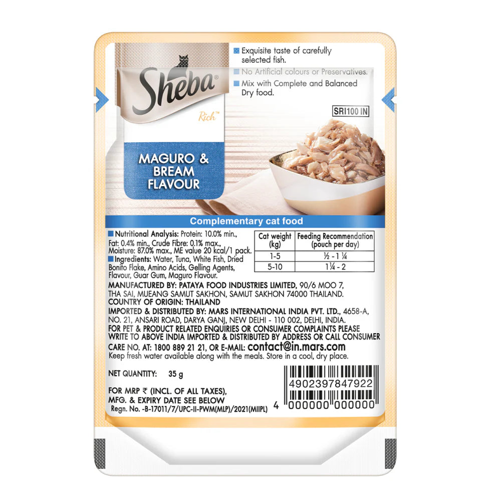 Sheba Premium Wet Food Gravy Pouch For Cats - Maguro & Bream Flavour
