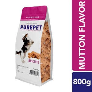 Purepet Real Chicken Biscuits For Dogs 800 gm Pouch - Mutton