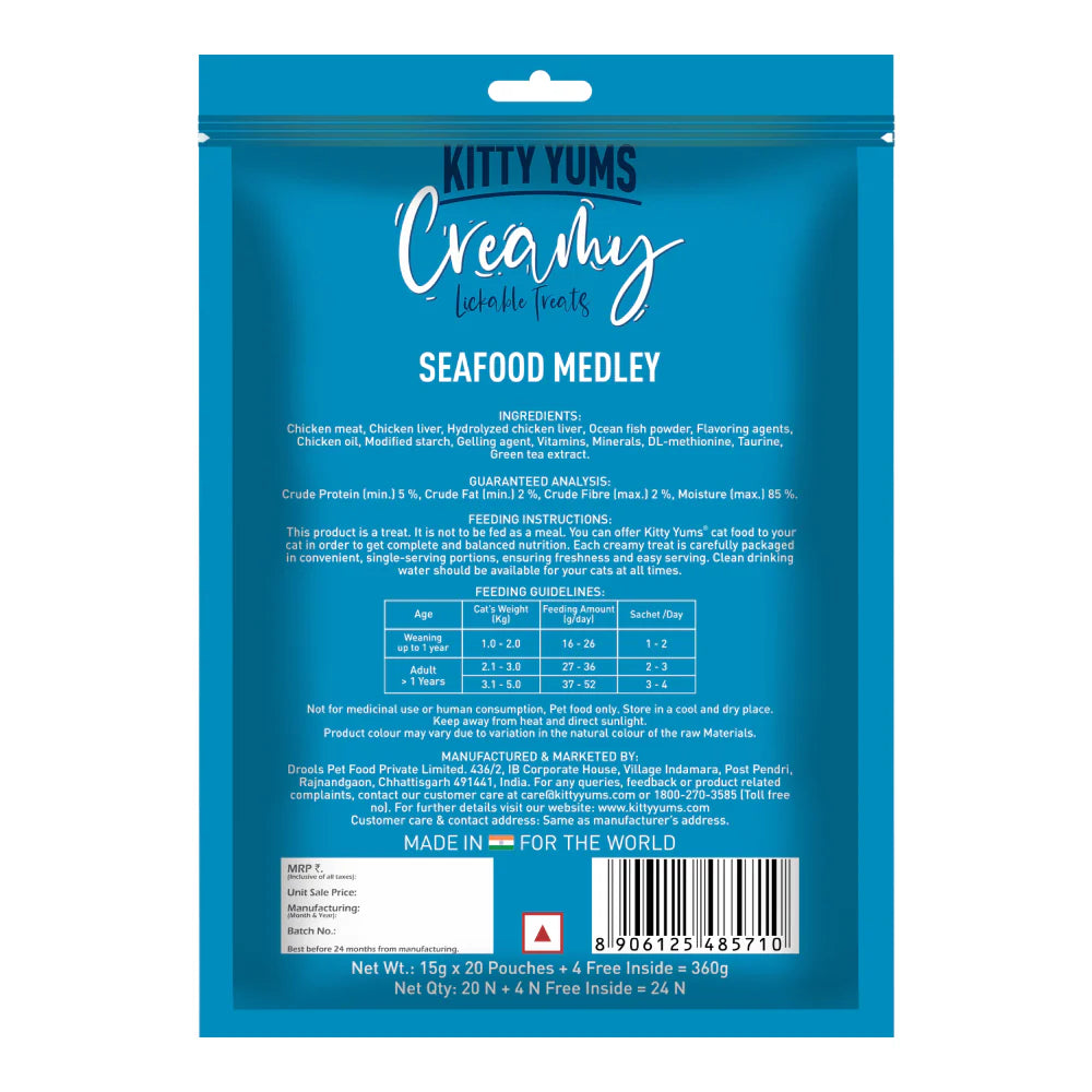 Kitty Yums Creamy Treats for Cats - Seafood