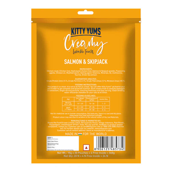 Kitty Yums Creamy Treats for Cats (24's) - Salmon & Skipjack
