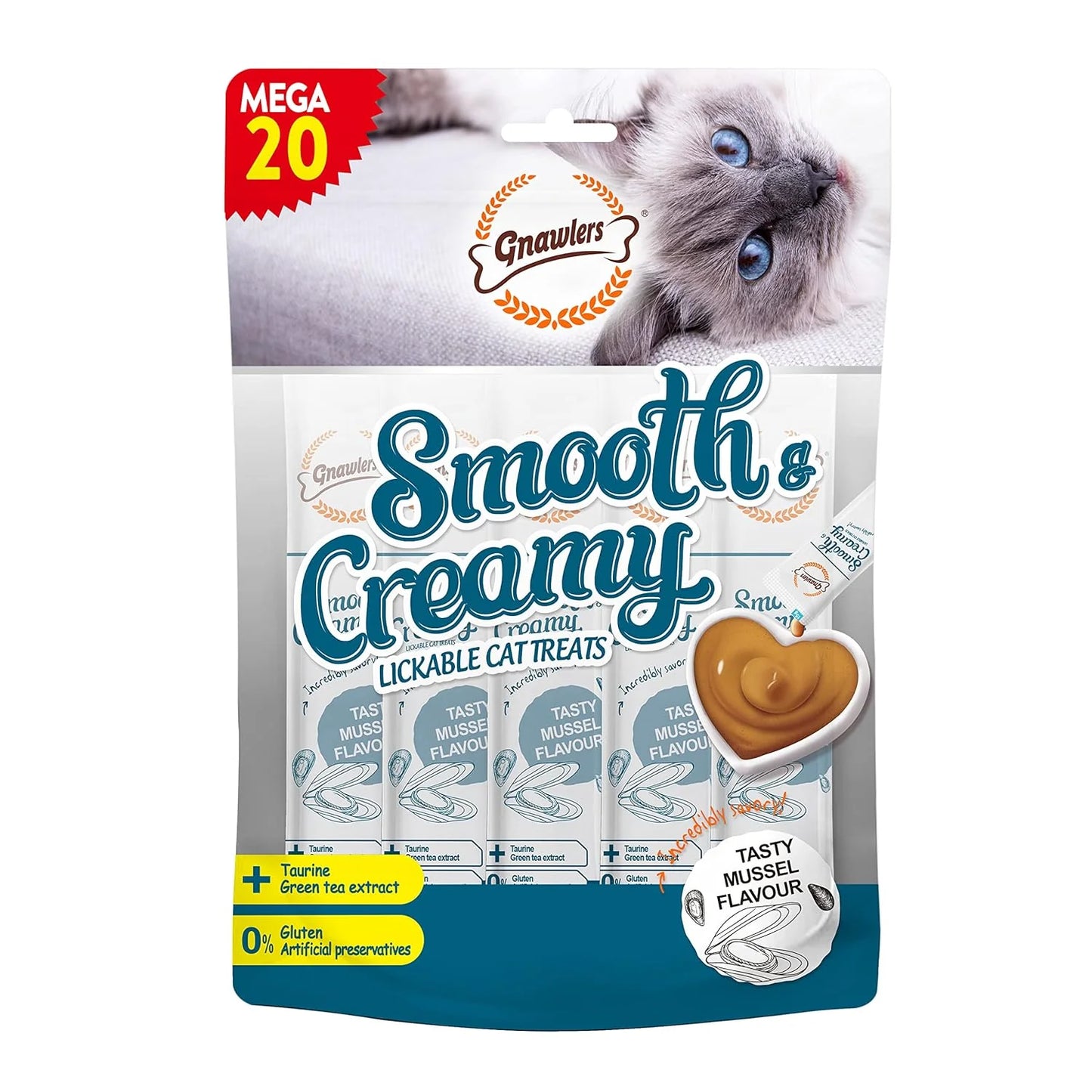 Gnawlers Smooth & Creamy Treats for Cats - Mussel