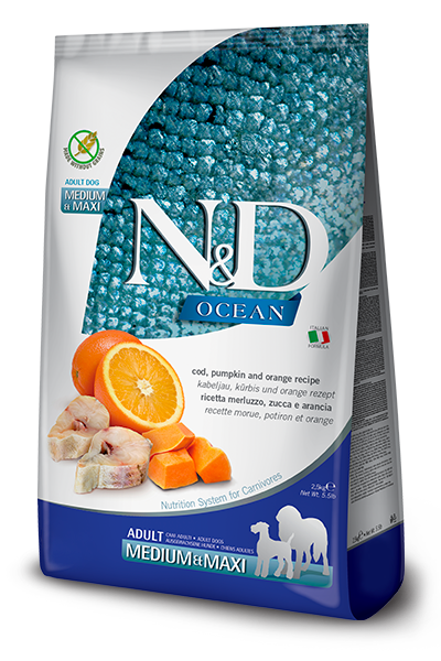 N&D Ocean Dry Food for Dogs - Maxi Adult ( COD Pumpkin & Orange )