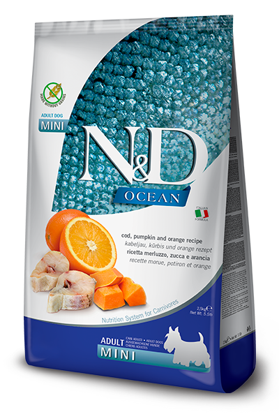 N&D Ocean Dry Food for Dogs - Mini Adult ( COD Pumpkin & Orange )