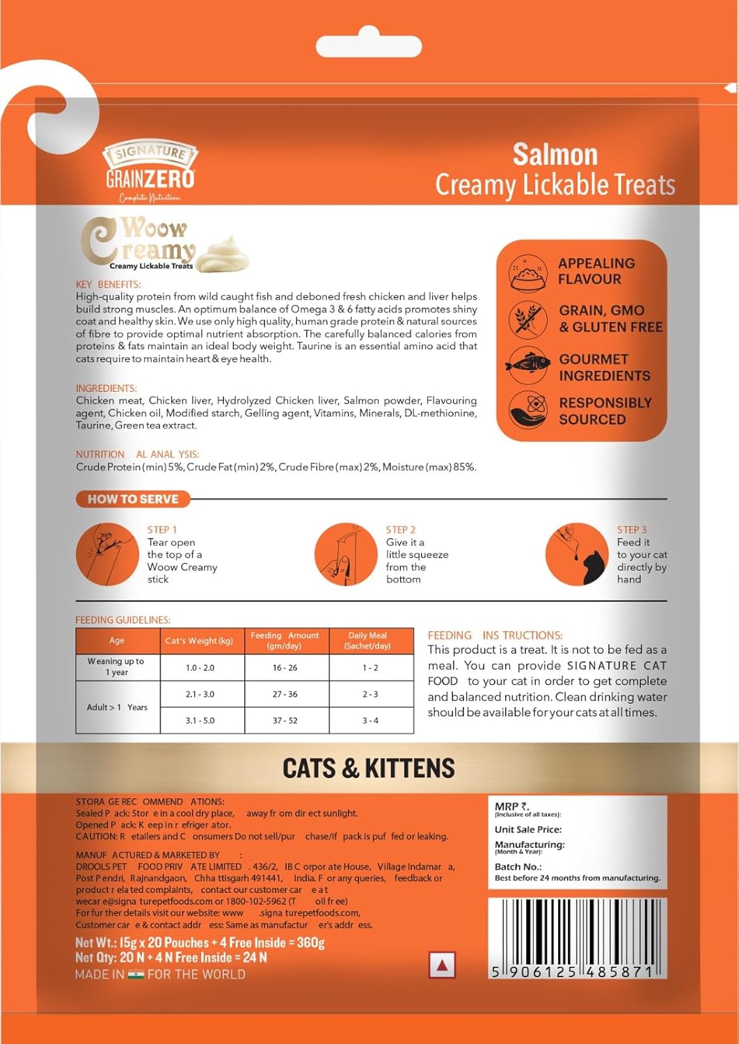Grain Zero Creamy Treats for Cats (24's) - Salmon