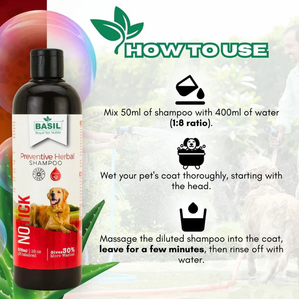 Basil Preventive Herbal Shampoo For Dogs - No Tick