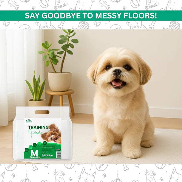 Basil Training Pee Pads for Dogs & Puppies - Medium 45 x 60 cm