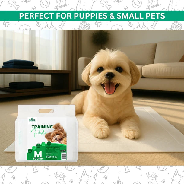 Basil Training Pee Pads for Dogs & Puppies - Medium 45 x 60 cm